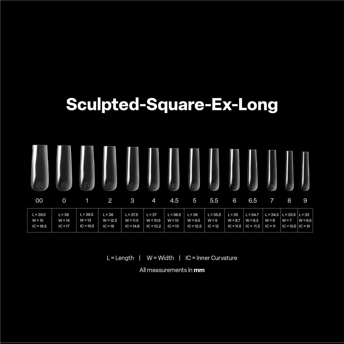 APRÉS side view of a sculpted square extra long Gel-X tip highlighting natural profile