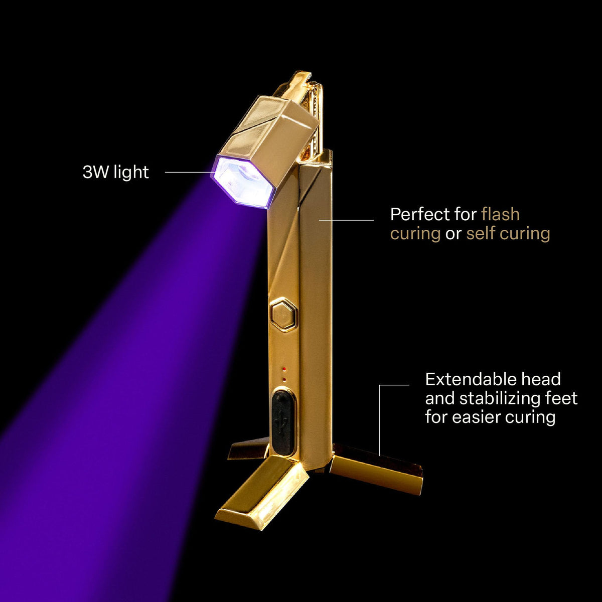 APRÉS Omni Light next to a smartphone for scale showing compact travel advantage