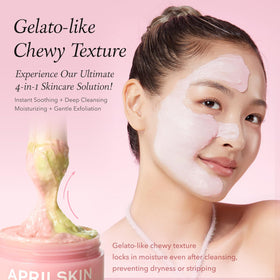 APRILSKIN cleanser in hand for scale demonstrating product amount
