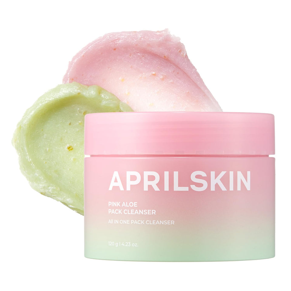 APRILSKIN front packshot showing cleanser and product clarity