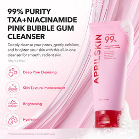 APRILSKIN close-up of chewy pink texture demonstrating lifting action