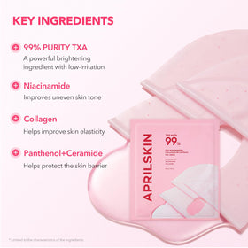 APRILSKIN demonstration of mask color change from opaque to transparent for absorption