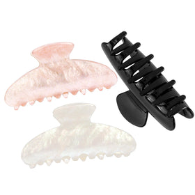 Aprince front view of three marble clips, stylish secure hold