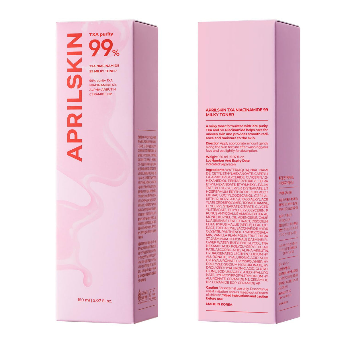 APRILSKIN open cap revealing pink milky formula ready for use