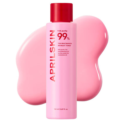 APRILSKIN front packaging showing pink milky toner benefits
