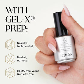 APRÉS Gel-X Prep nozzle close-up demonstrating precise application and controlled dosing