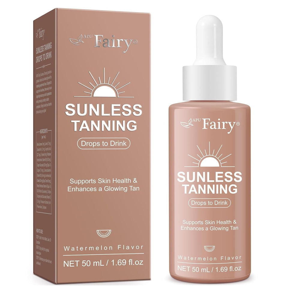 APU.FAIRY front bottle view showing 50ml tanning drops and convenient dosing