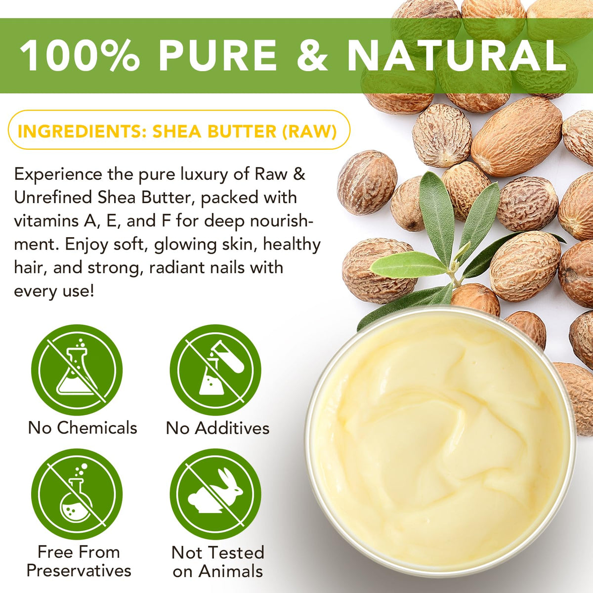 APUUFYQC close-up scoop of raw shea butter highlighting creamy texture and nourishment