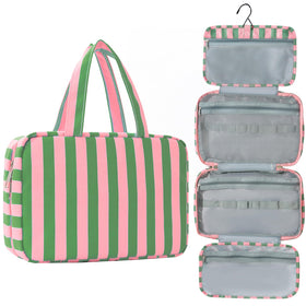 Apxouans front view green stripe bag showing organized, stylish storage benefit