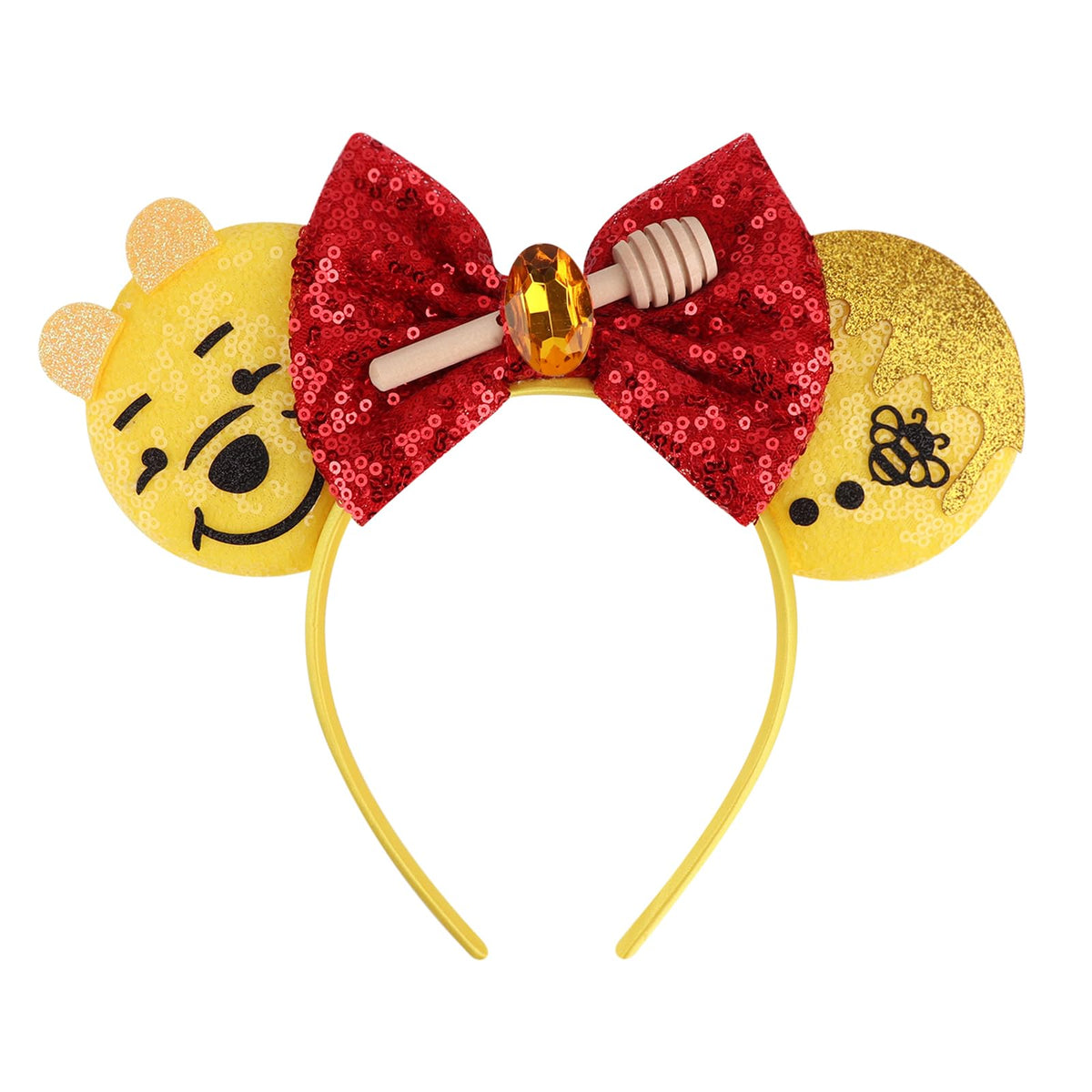 AQOKKA front view sequin mouse ears headband showing sparkle and fit benefit