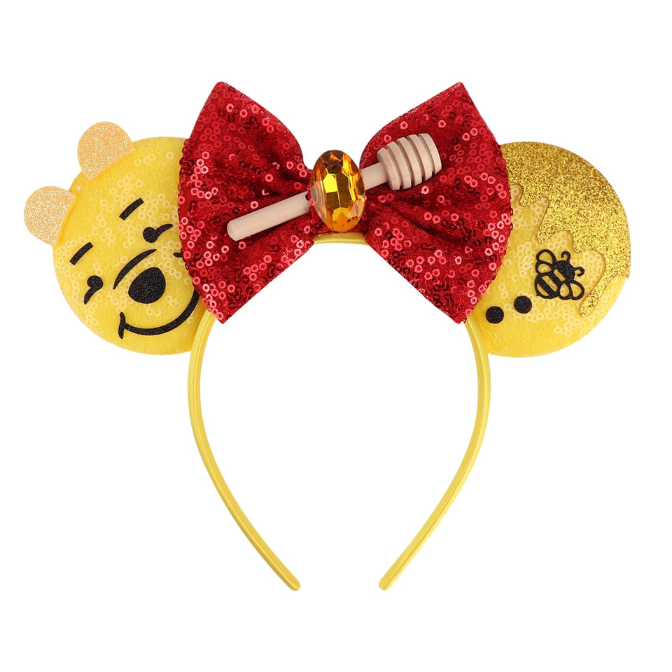 AQOKKA front view sequin mouse ears headband showing sparkle and fit benefit