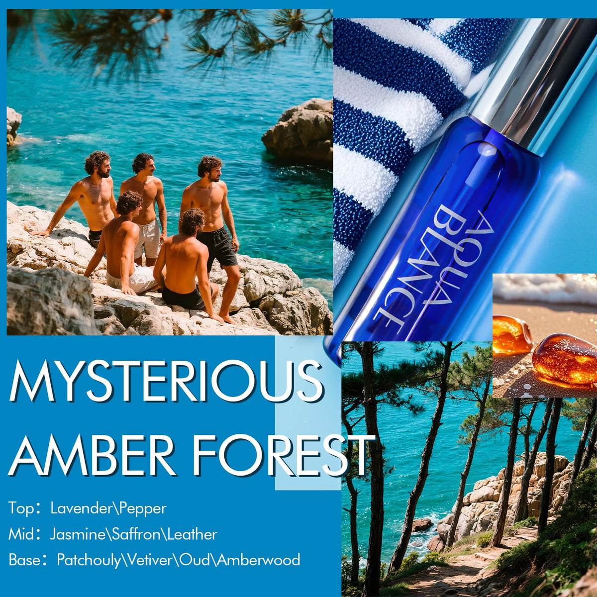 AQUA BLANCE Amber Forest texture detail emphasizing warm oud and leather