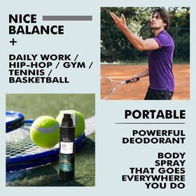 AQUA BLANCE trio placed next to a gym bag to suggest on-the-go freshness