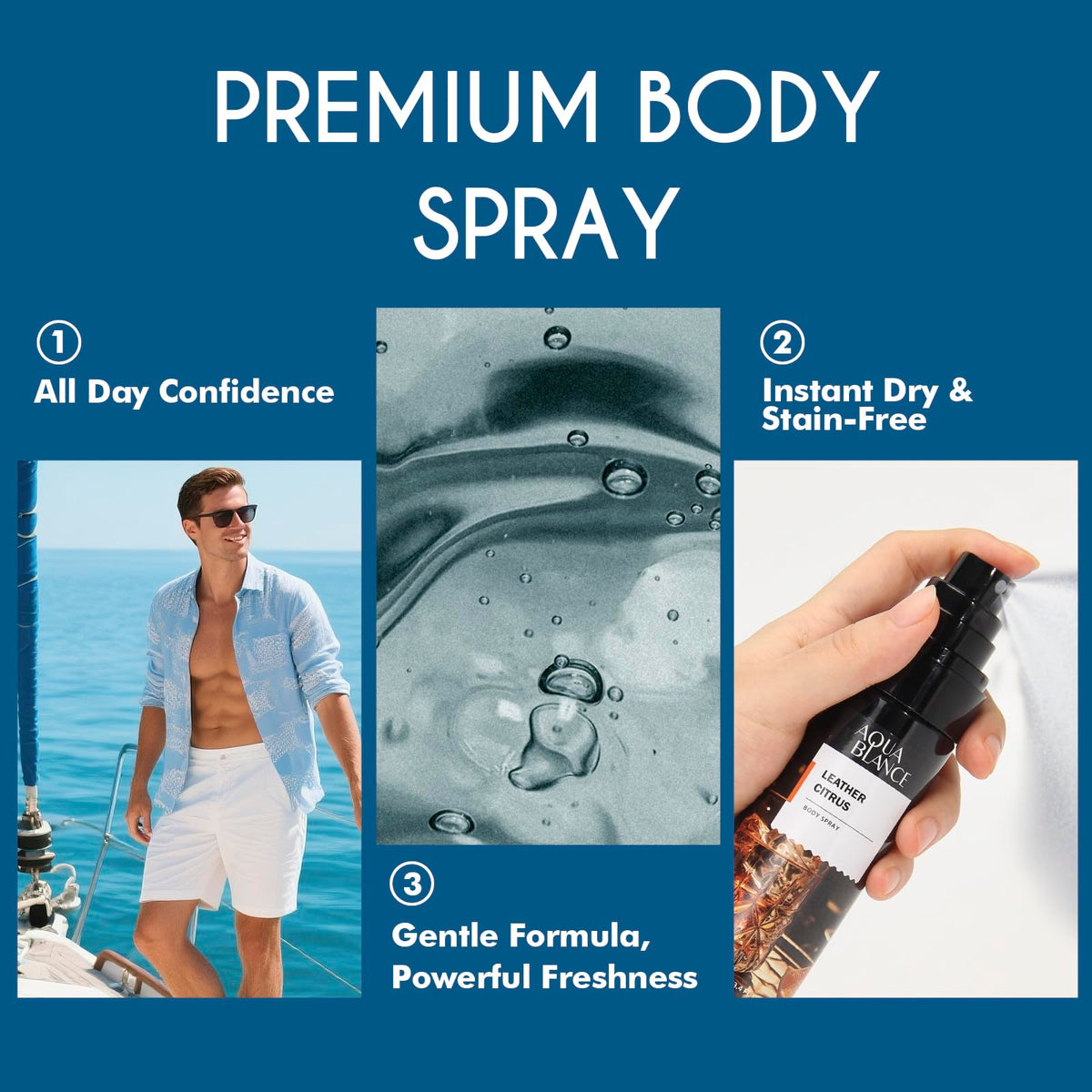 AQUA BLANCE lifestyle shot at gym and commute illustrating on-the-go freshness benefit