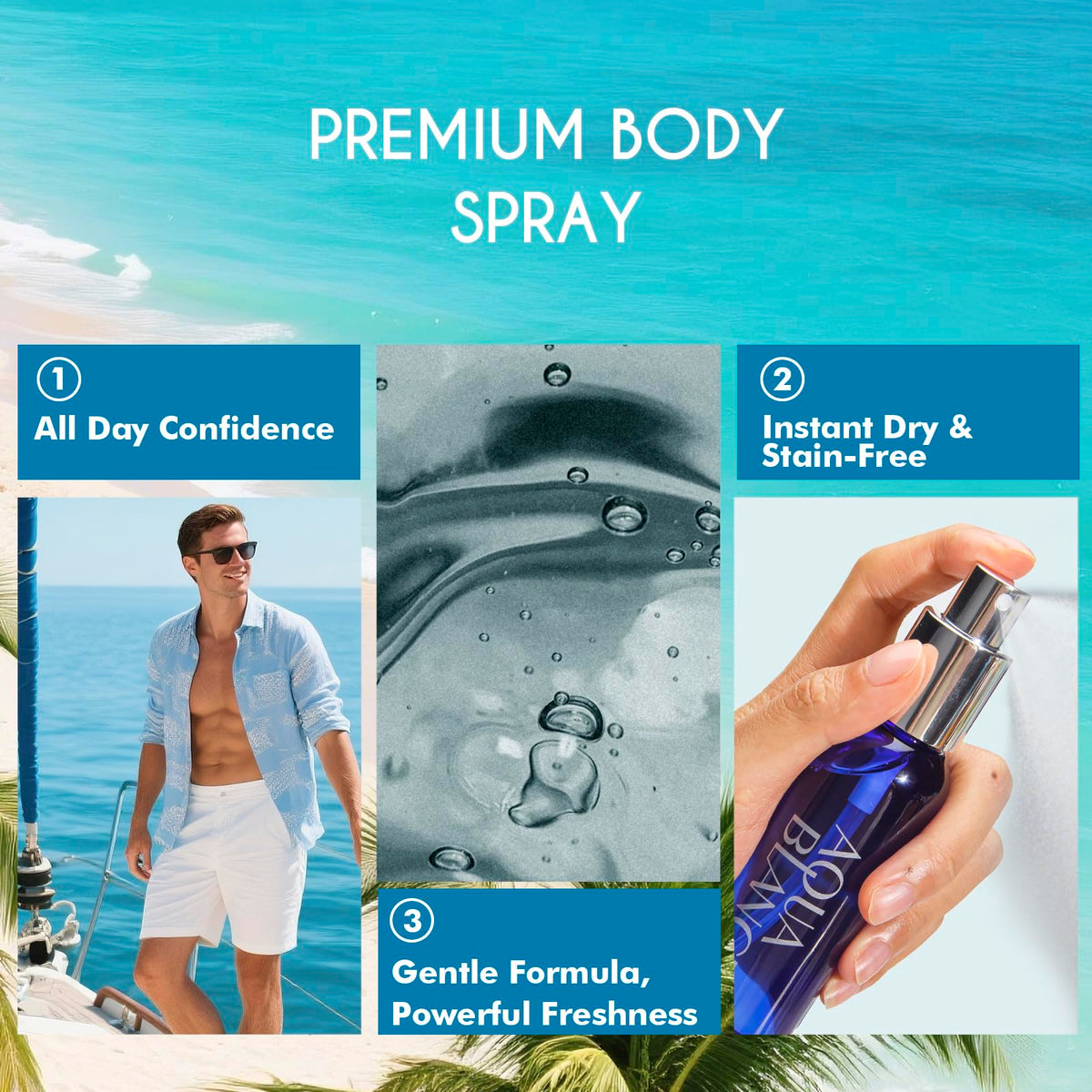 AQUA BLANCE placed in travel pouch demonstrating convenience for trips