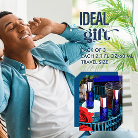 AQUA BLANCE can beside smartphone showing compact 2.1 fl oz travel size