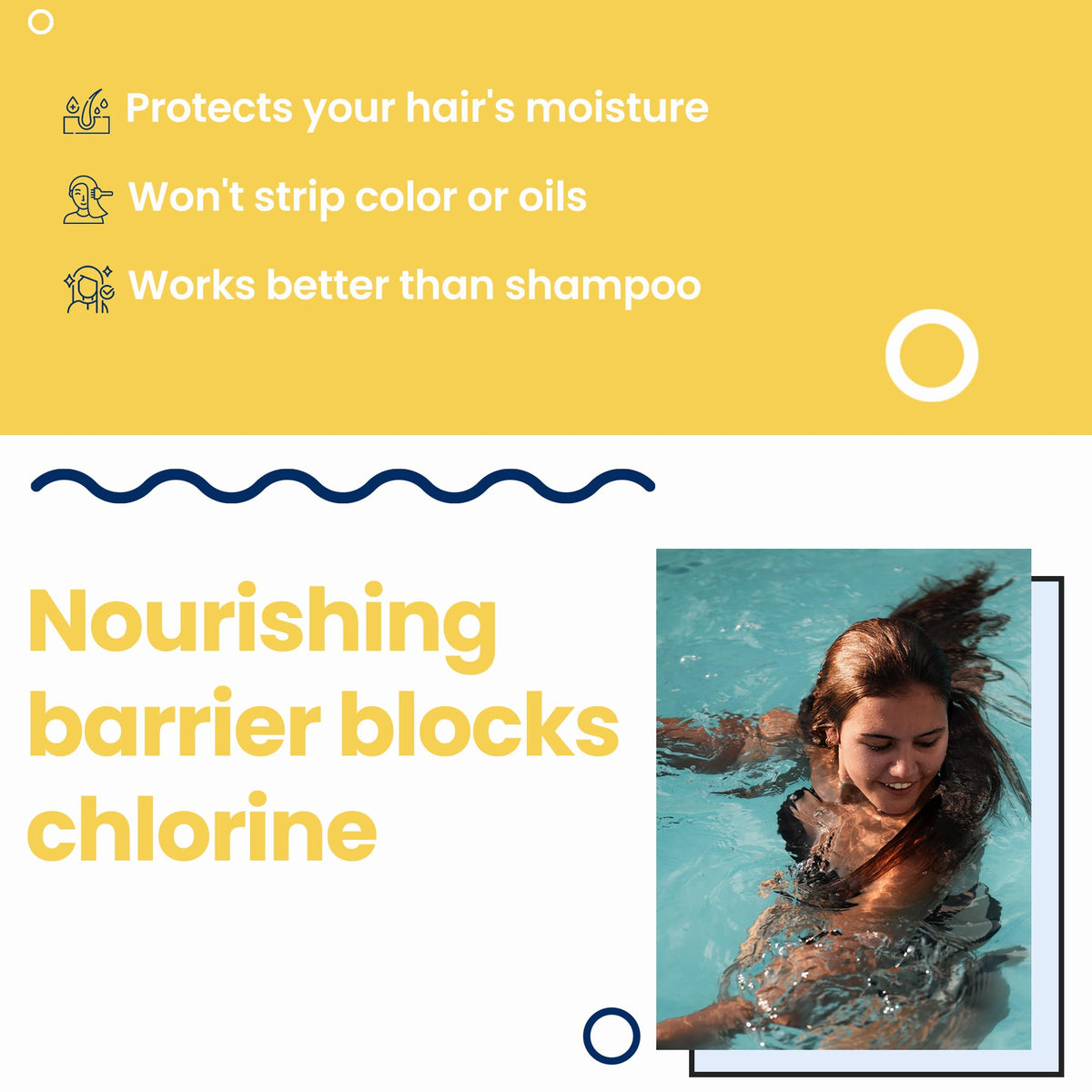AQUA GUARD being applied to damp hair before swimming to prevent chlorine damage