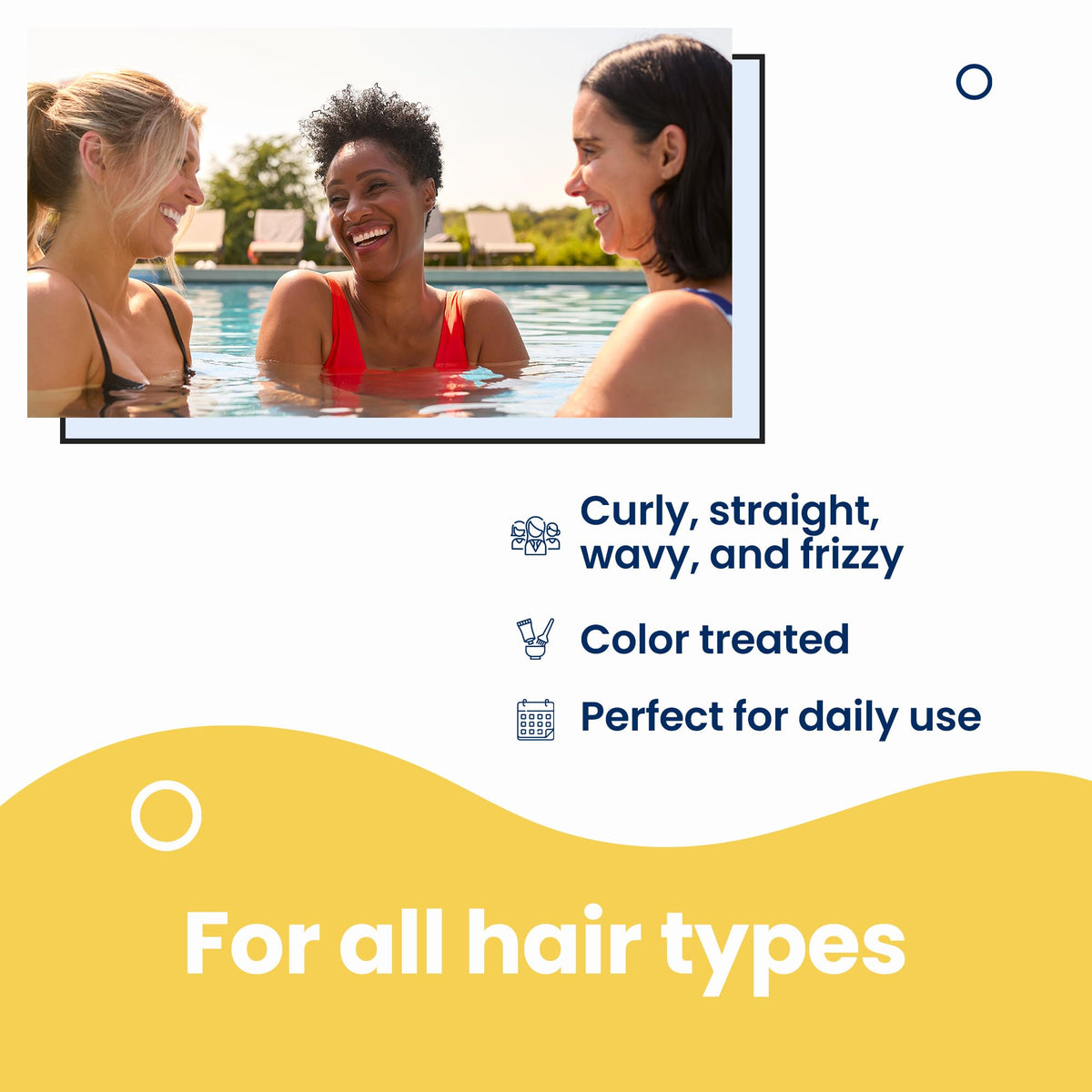 AQUA GUARD in family pool setting showing product use and hair protection benefit