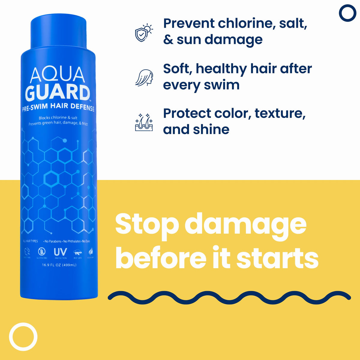 AQUA GUARD pump close-up showing easy dispense for quick pre-swim use