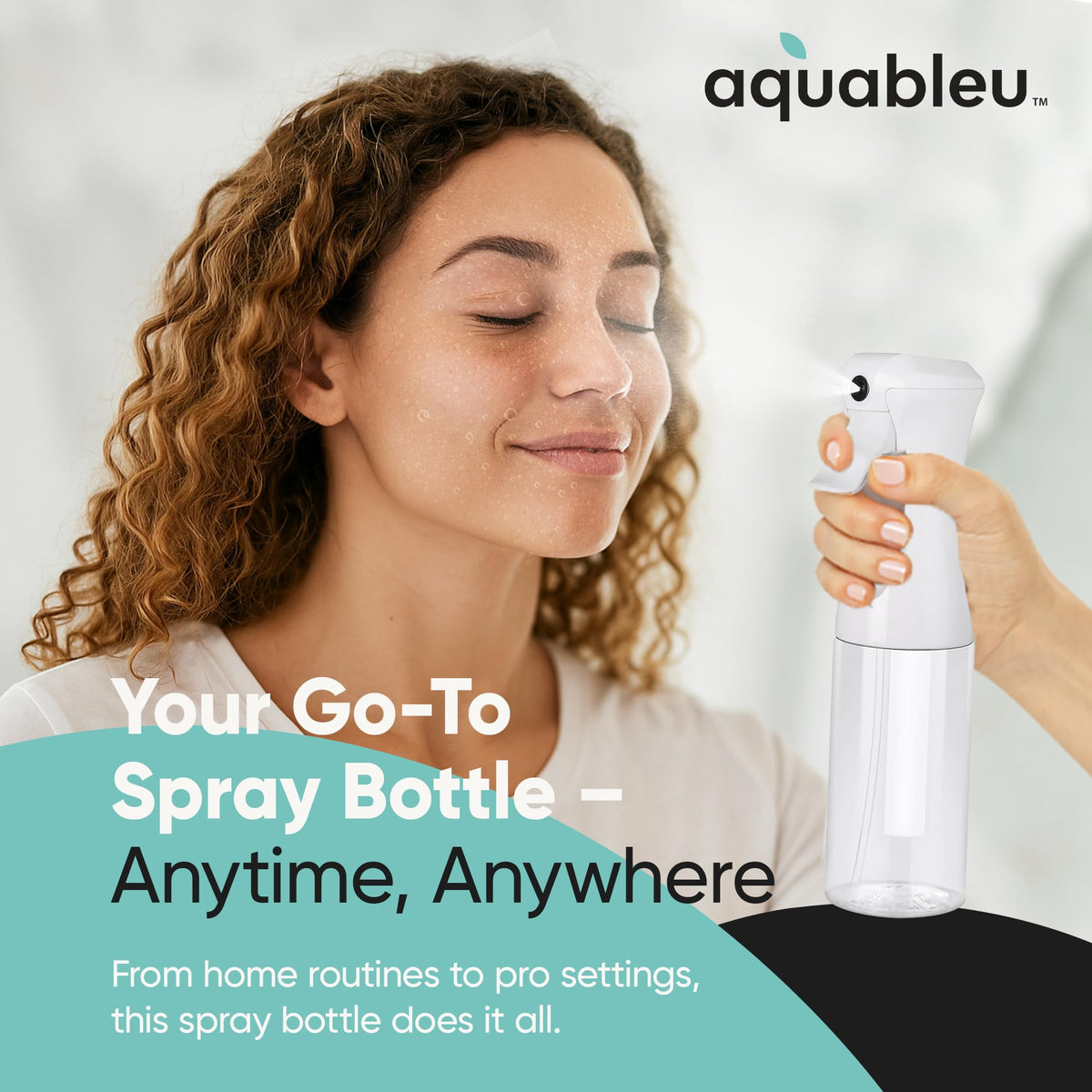 Aquableu bottle beside a 200ml scale for size and portability