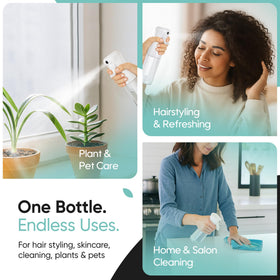 Aquableu misting a potted plant for gentle watering benefit