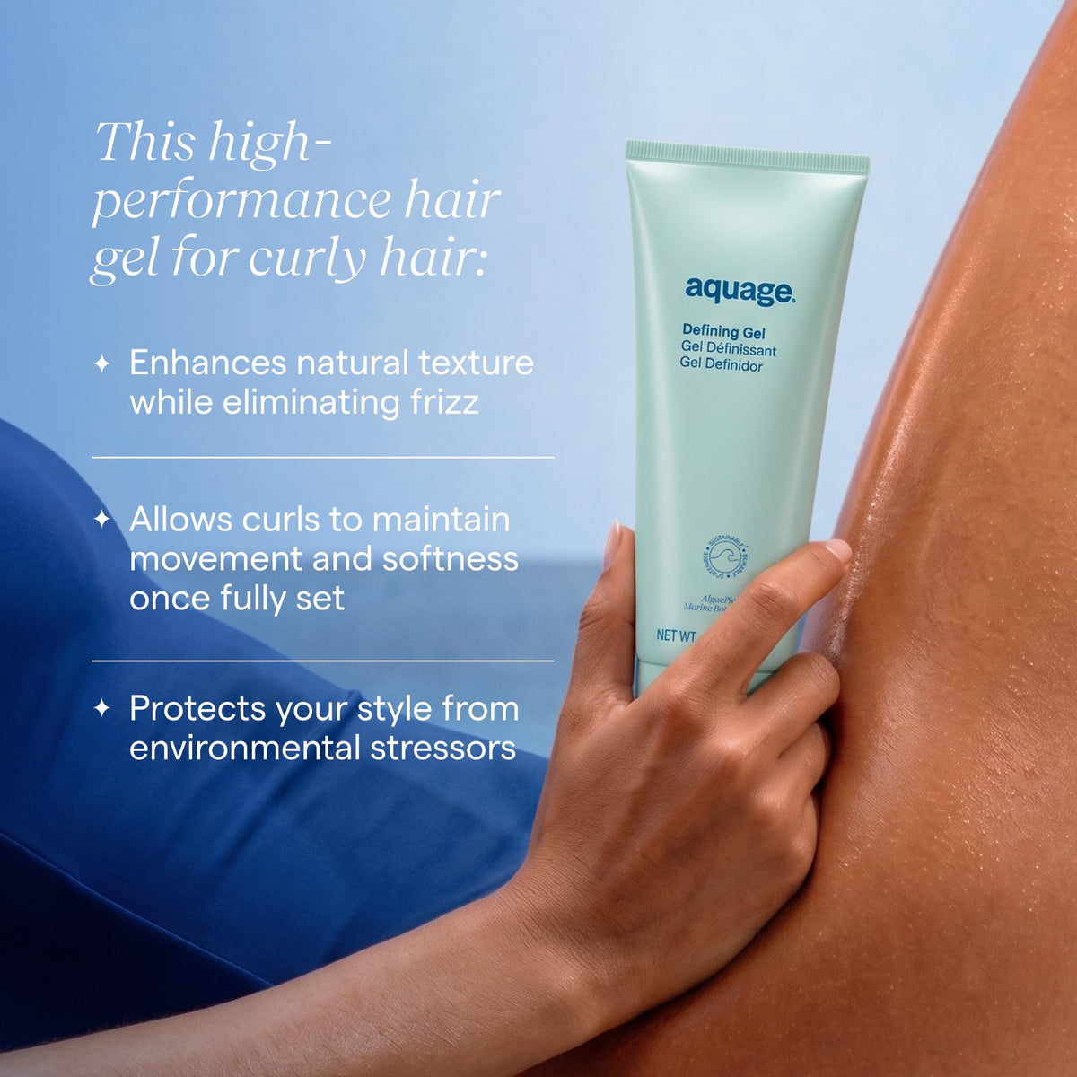Aquage Defining Gel being dispensed from bottle for easy use