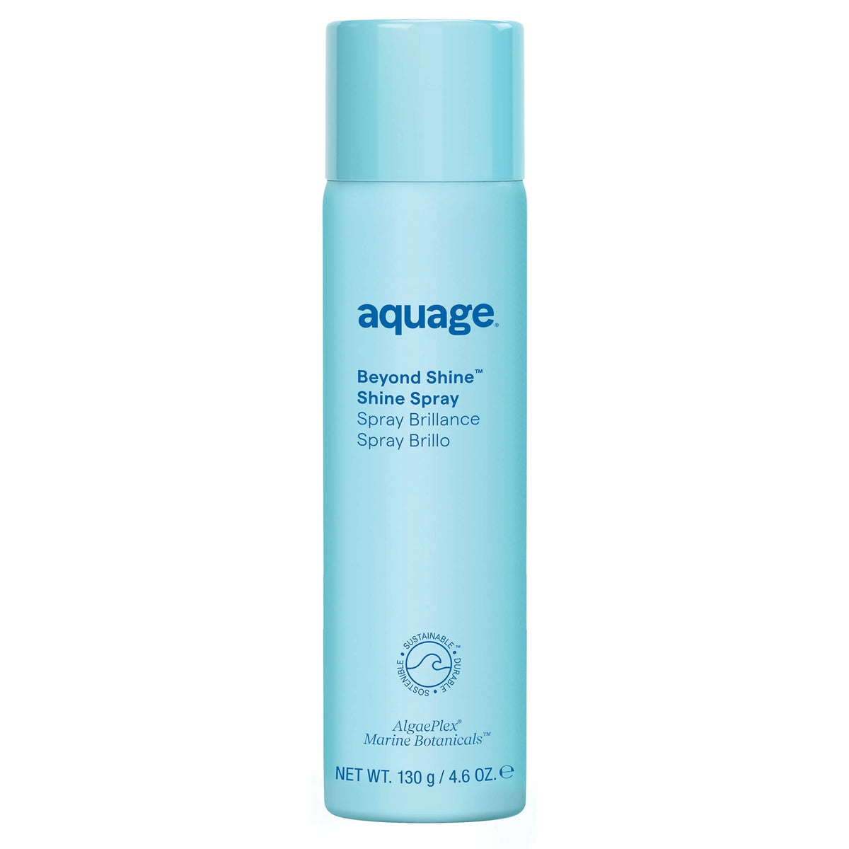 Aquage fine-mist silkening and glossing spray front packaging showing label and size