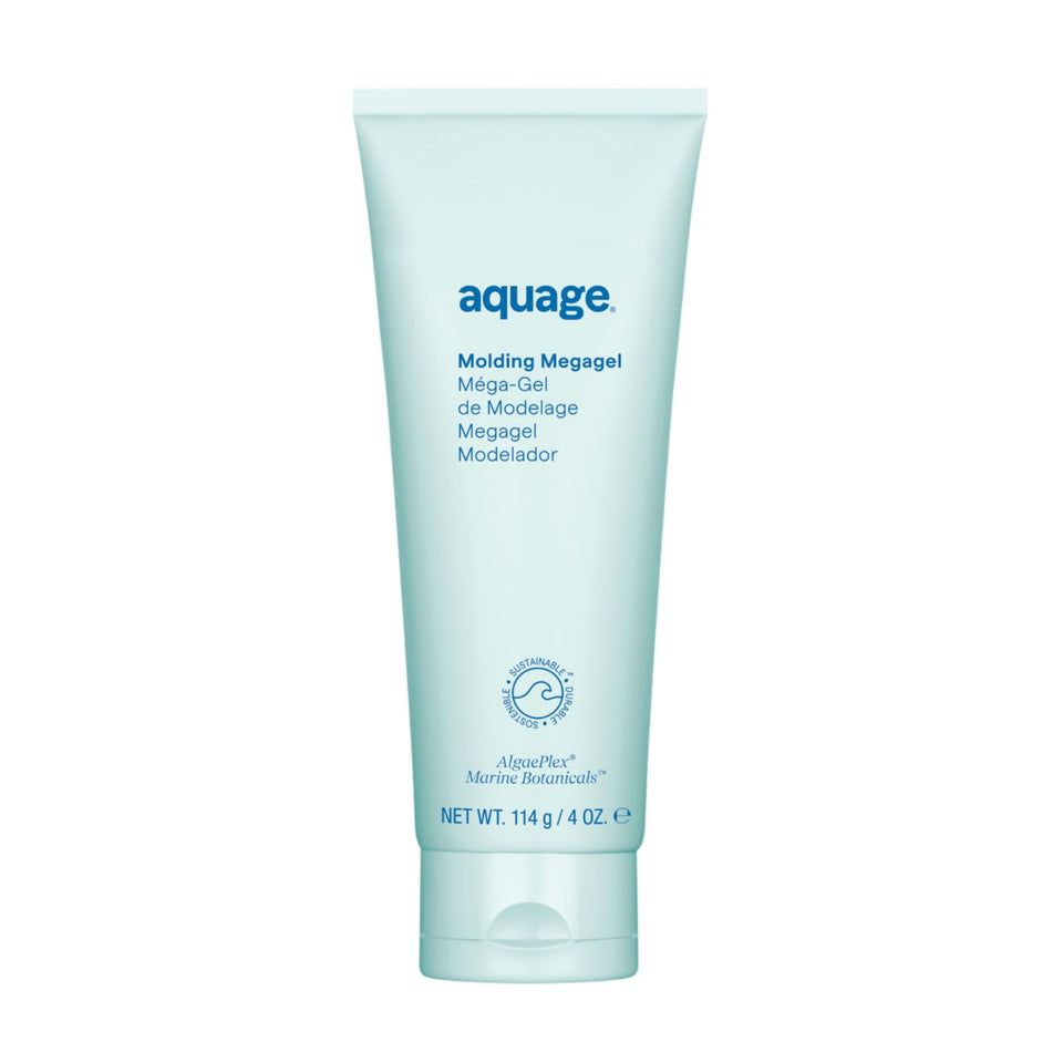 Aquage front packaging showing strong-hold gel and glossy finish benefit