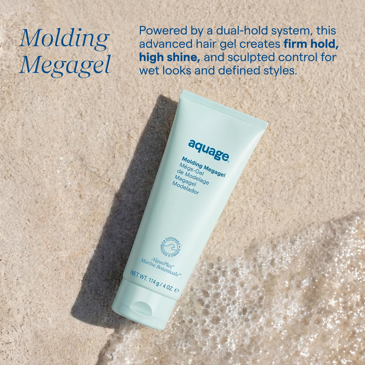 Aquage opened tube close-up revealing smooth gel texture for even application