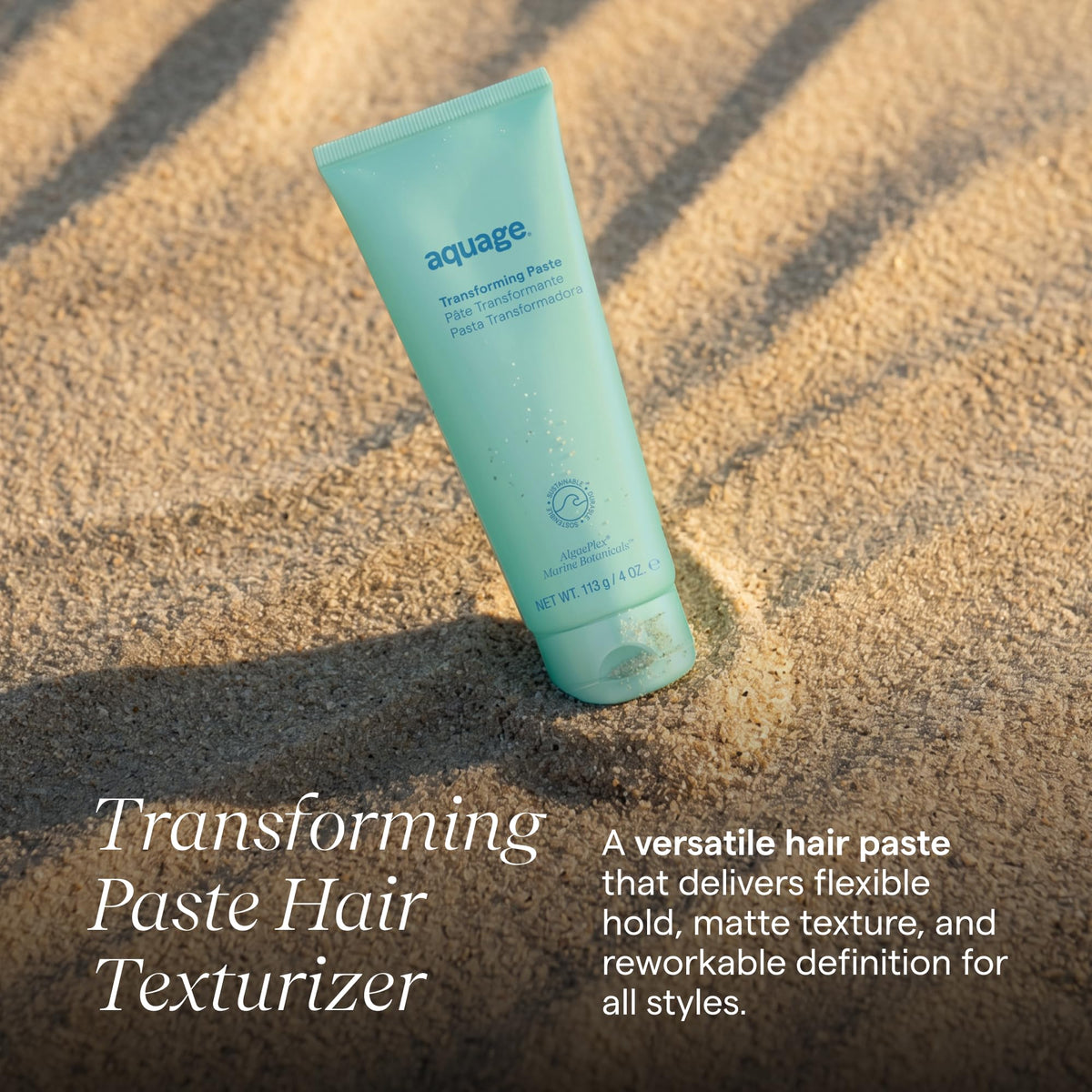 Aquage paste texture close-up showing creamy matte formula for easy shaping benefit