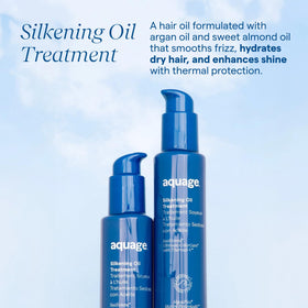 Aquage dispensing clear ultra-light oil from nozzle illustrating easy control