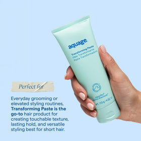 Aquage styled short hair on man showing defined texture and flexible hold benefit