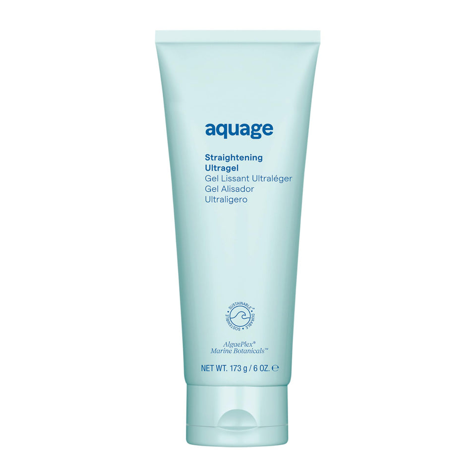 Aquage Straightening Ultragel front packaging showing product benefit of smoothing