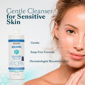 Aquanil pump dispense action dispensing cleanser for controlled, mess-free use