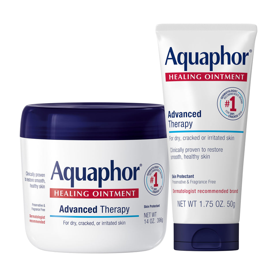 Aquaphor 14 oz jar front showing brand and size for long-lasting care
