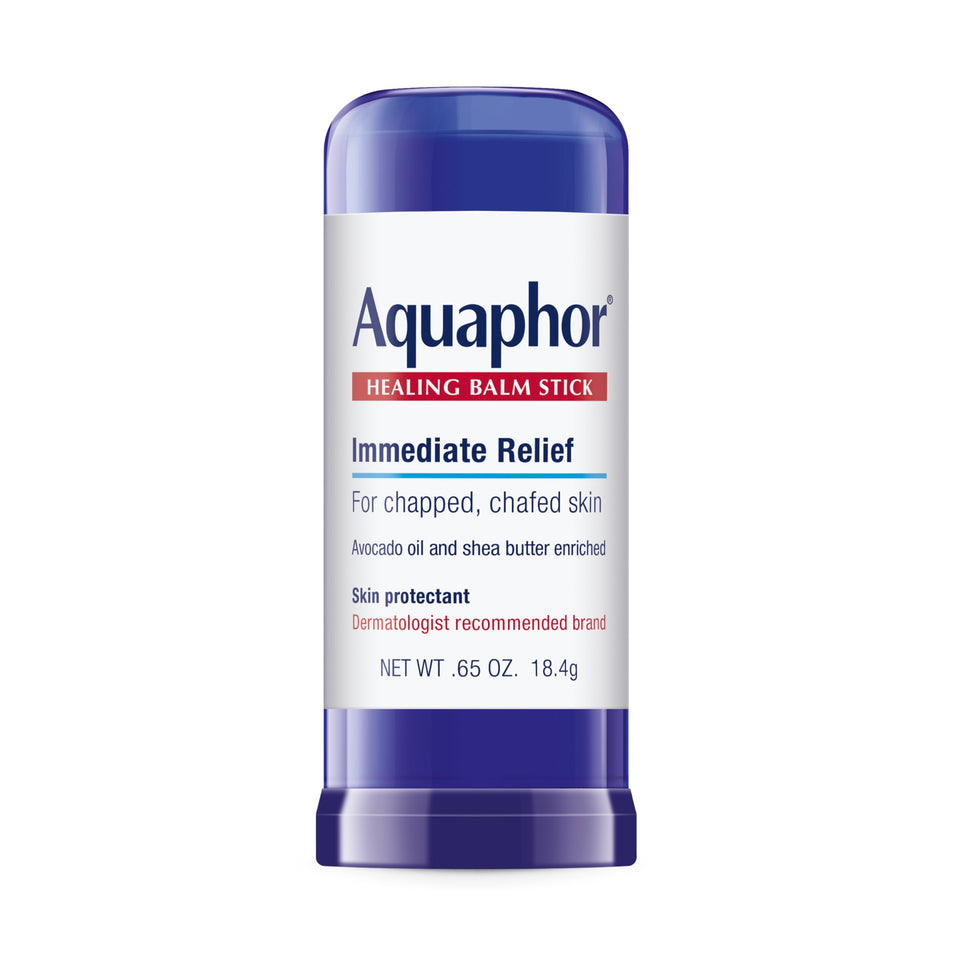 Aquaphor healing balm stick front packaging, travel-friendly protection