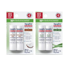 Aquaphor front pack showing four sticks and product benefit hydration