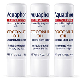 Aquaphor front packaging showing three sticks, convenient hydration