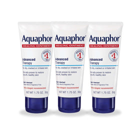 Aquaphor tube front packaging showing travel-size convenience and hydration