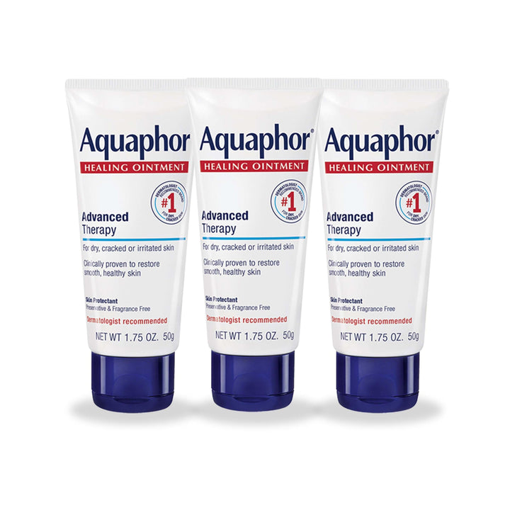 Aquaphor tube front packaging showing travel-size convenience and hydration