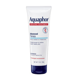 Aquaphor tube front view showing brand and 7 oz size for reliable protection