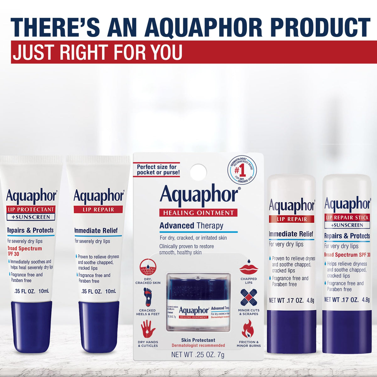 Aquaphor lip stick inside toiletry bag ready for travel and on-the-go care