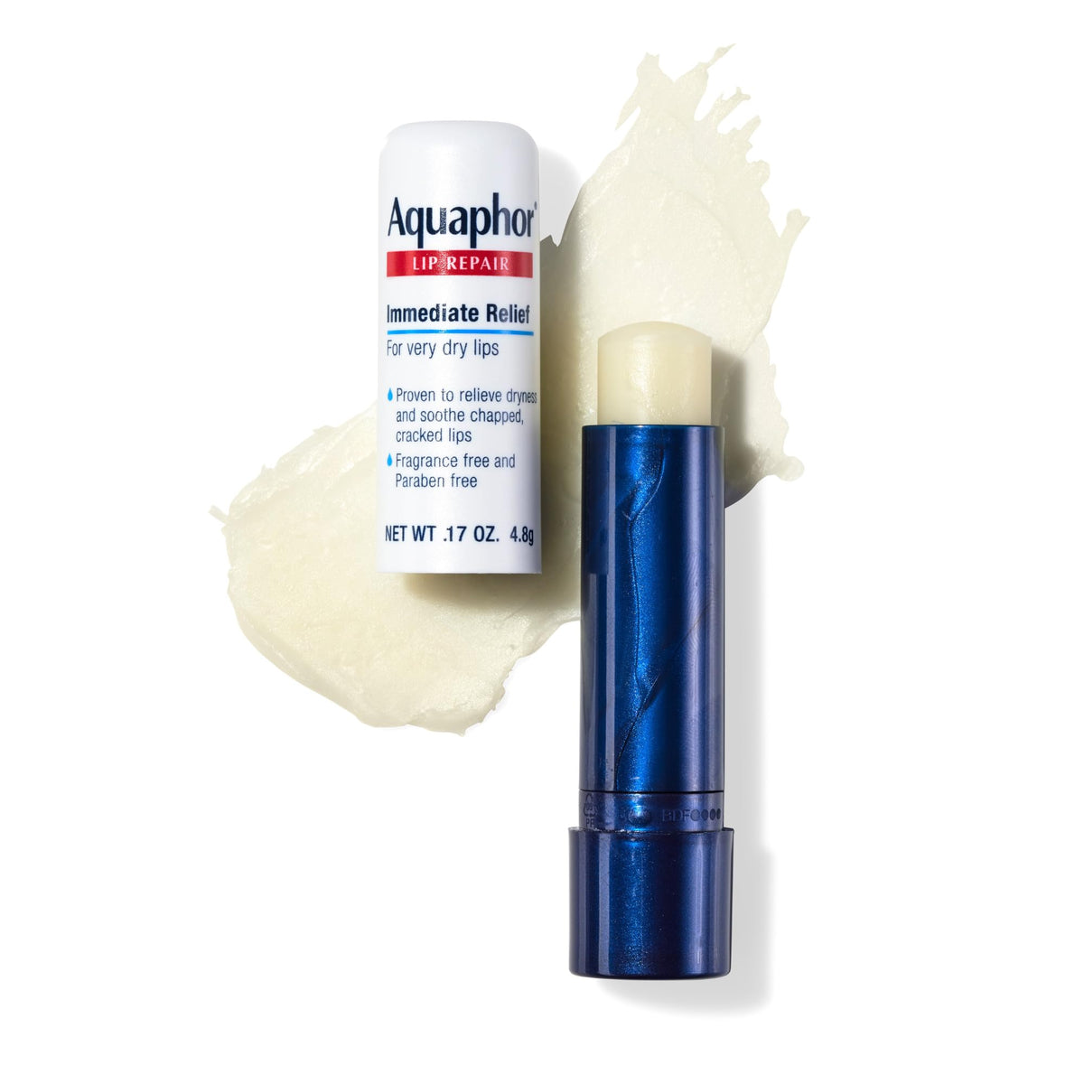 aquaphor lip repair stick open twist close-up showing smooth balm and easy application