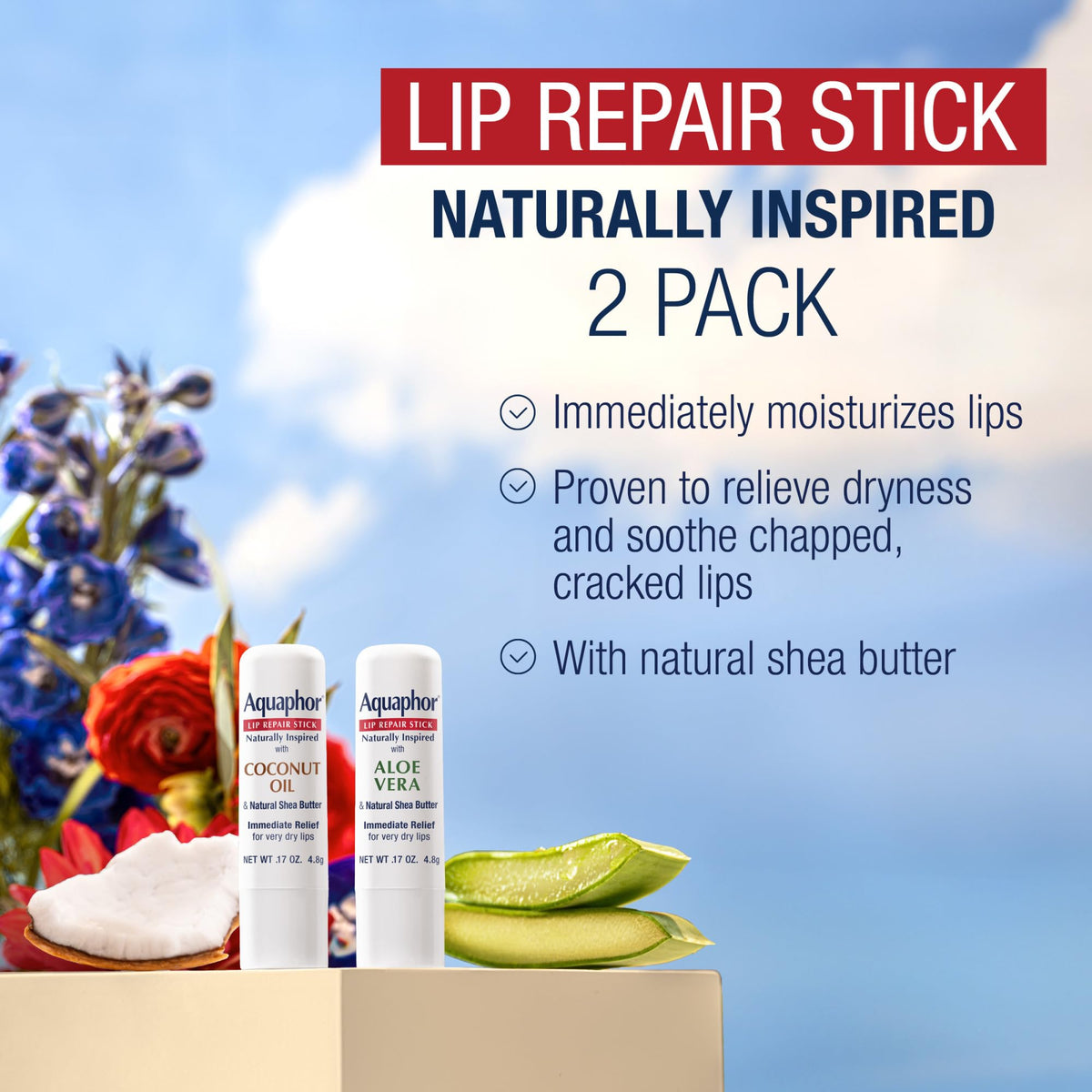 Aquaphor balm texture on lips showing immediate moisturizing effect