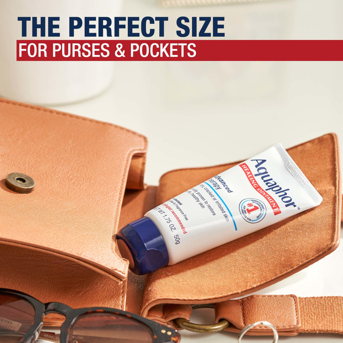 Aquaphor tube inside a travel kit bag showing on-the-go skin protection