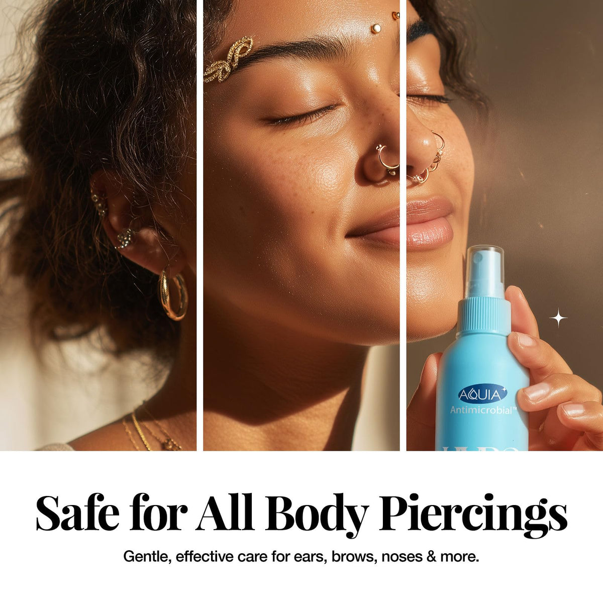 Aquia bottle beside other skincare products for routine integration