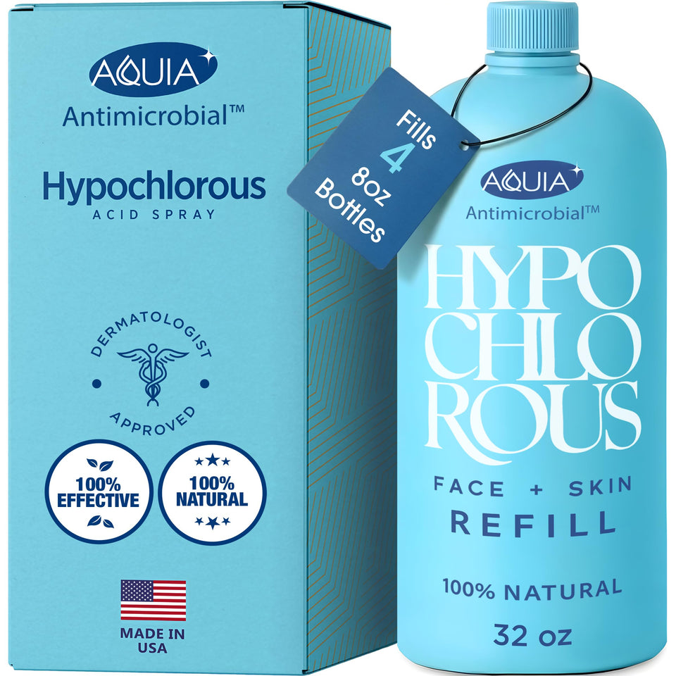 Aquia front packaging 32oz refill showing clear bottle and label benefits