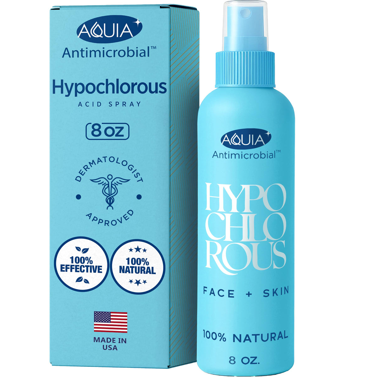 Aquia bottle front packaging showing label and 8 oz size, promoting gentle cleansing