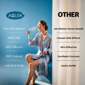 Aquia mist applied to an elbow with eczema, helping soothe redness and itch