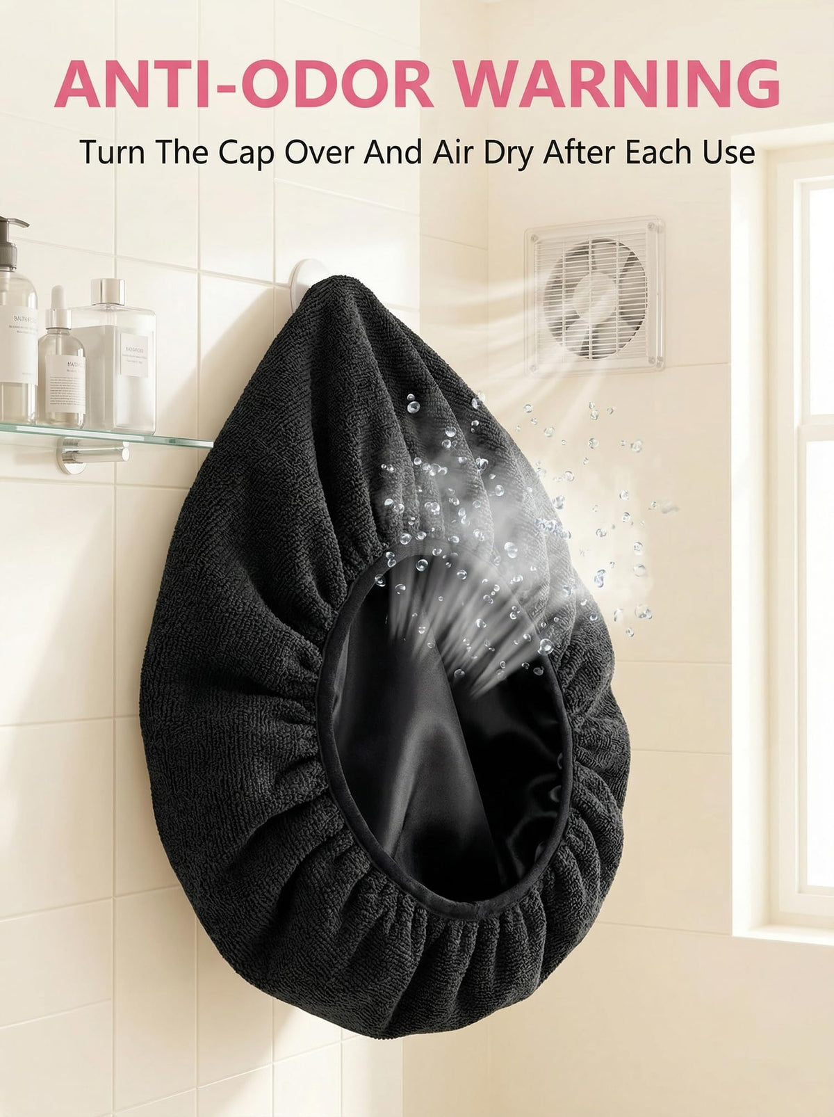 Aquior lifestyle bathroom scene protecting salon blowout during shower